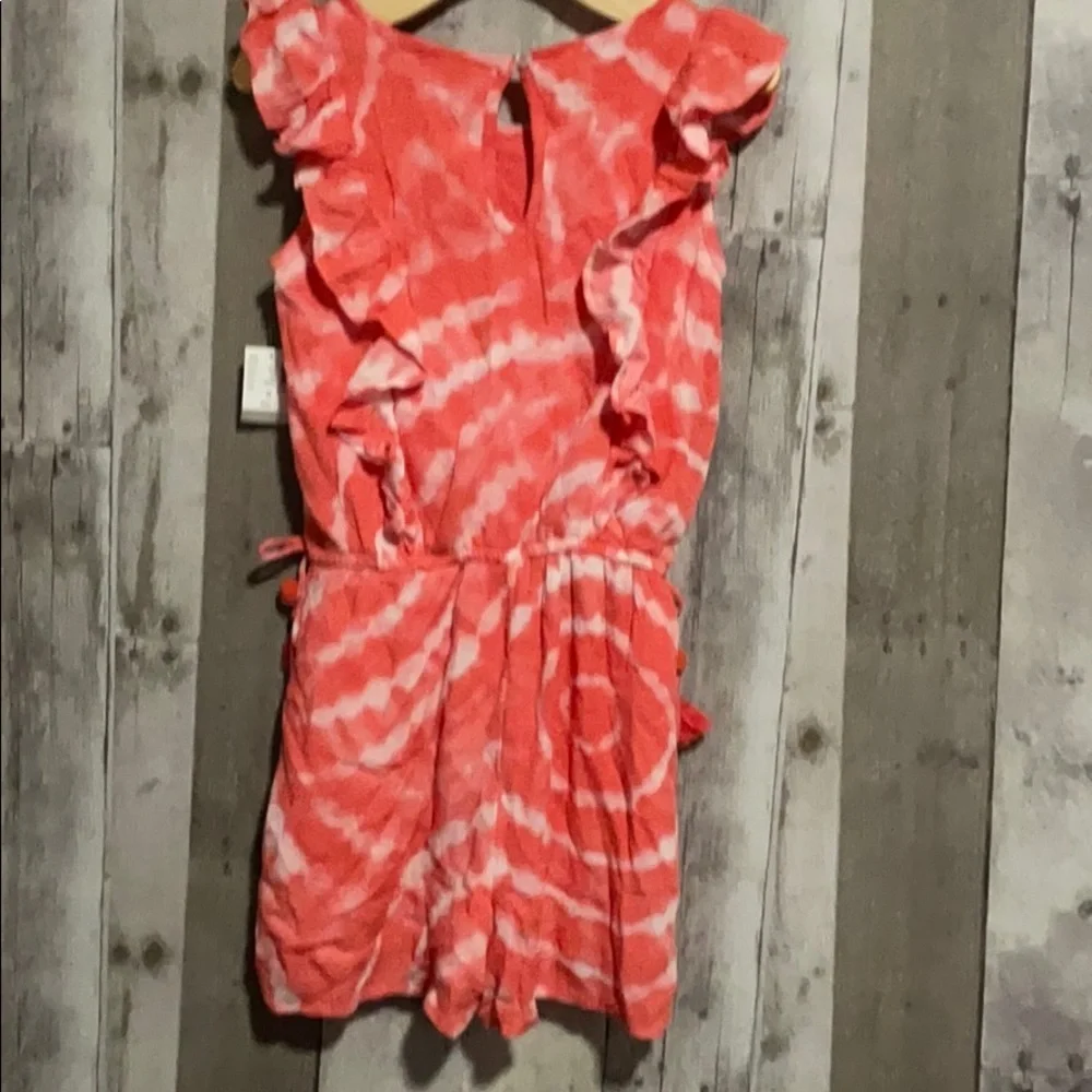 Justice size 8 coral tie dye romper NEW